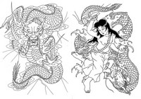 Coloriage anti-stress Japon: Serpents