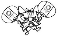 Desenho para colorir anti stress Tokyo 2020 mascote.