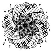 Dibujo para colorear relajante Mandala Piano