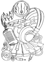Art Therapy coloring page Headphones and microphone