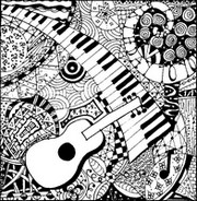 Art Therapy coloring page Guitar and piano