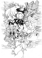 Dibujo para colorear relajante Tarjeta Halloween