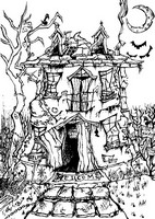 Art Therapy coloring page Manor house Halloween