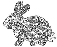 Dibujo para colorear relajante Conejo de Pascua