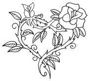 Dibujo para colorear relajante Tatuaje: corazón y rosa