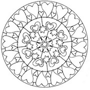 Dibujo para colorear relajante Mandala con corazones