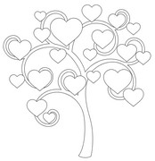 Dibujo para colorear relajante Árbol de corazones