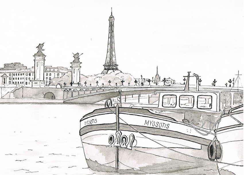 Pråm på Seine