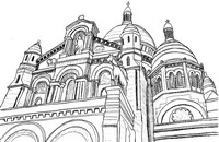 Dibujo para colorear relajante Basílica de Sagrado Corazón