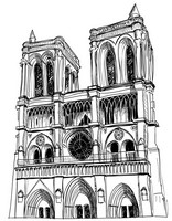 Dibujo para colorear relajante Catedral de Notre Dame de París
