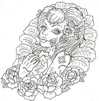 Art Therapy coloring page Macabre tattoo