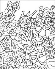 Coloriage anti-stress Jean Dubuffet : L'homme assis