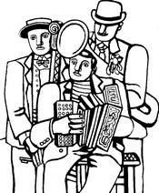 Målarbild De tre musikerna
