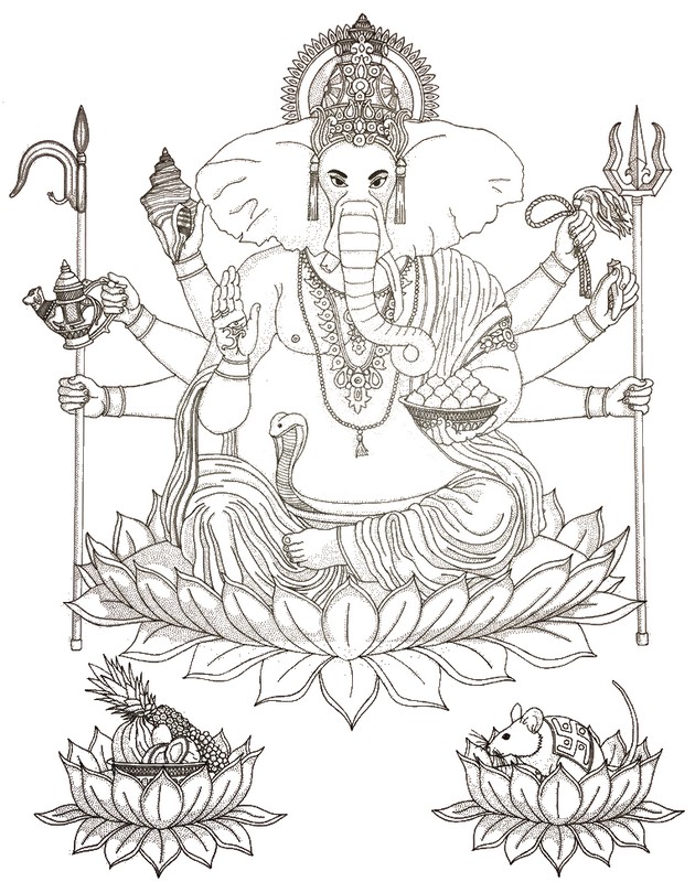 象の頭を持つヒンズー教の神：ガネーシャ