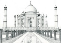 Dibujo para colorear relajante Taj Mahal