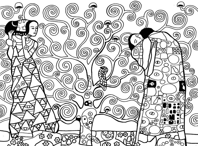Disegno da colorar antistress Gustav Klimt